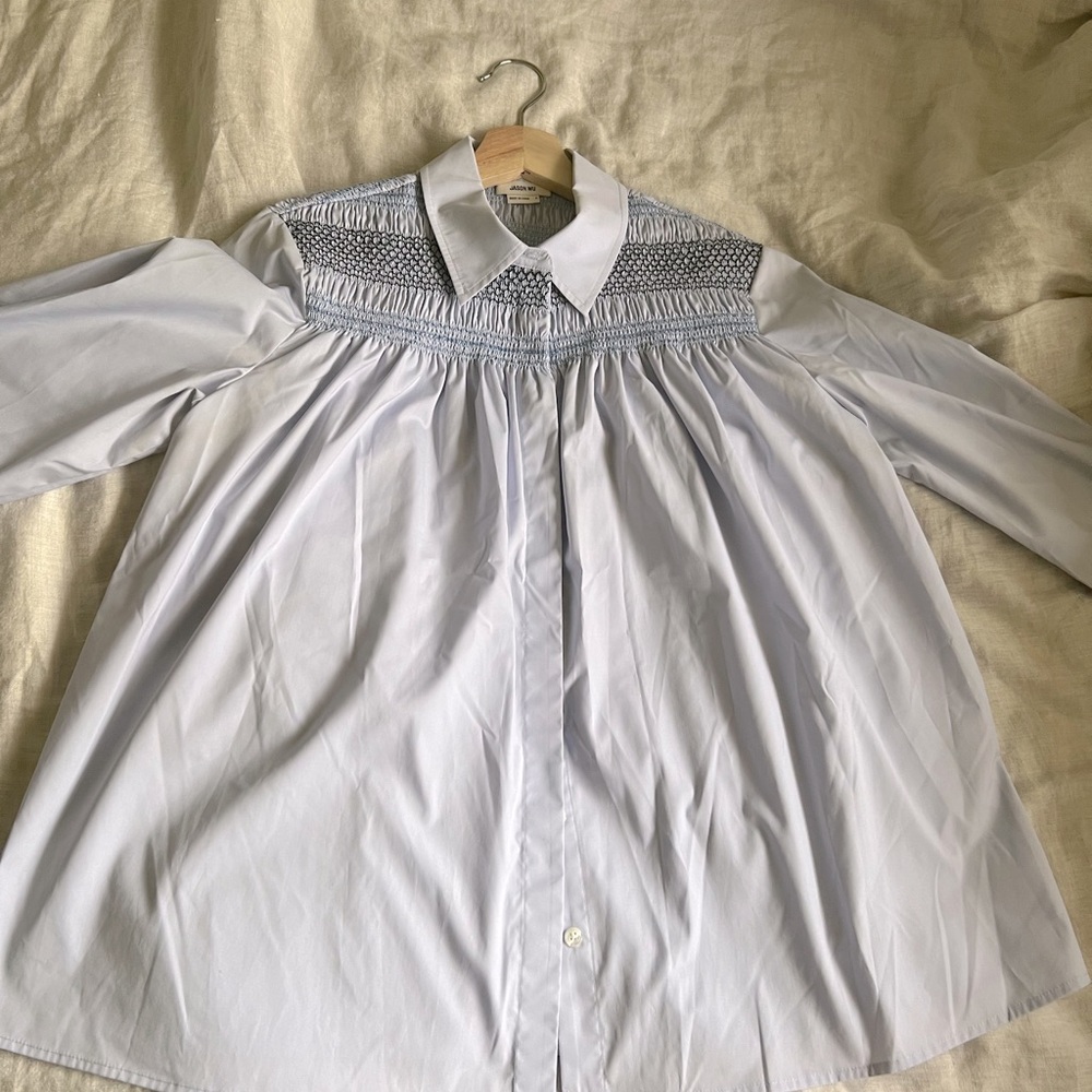 Jason Wu Blue Button Down With Shirred Detail - image 3